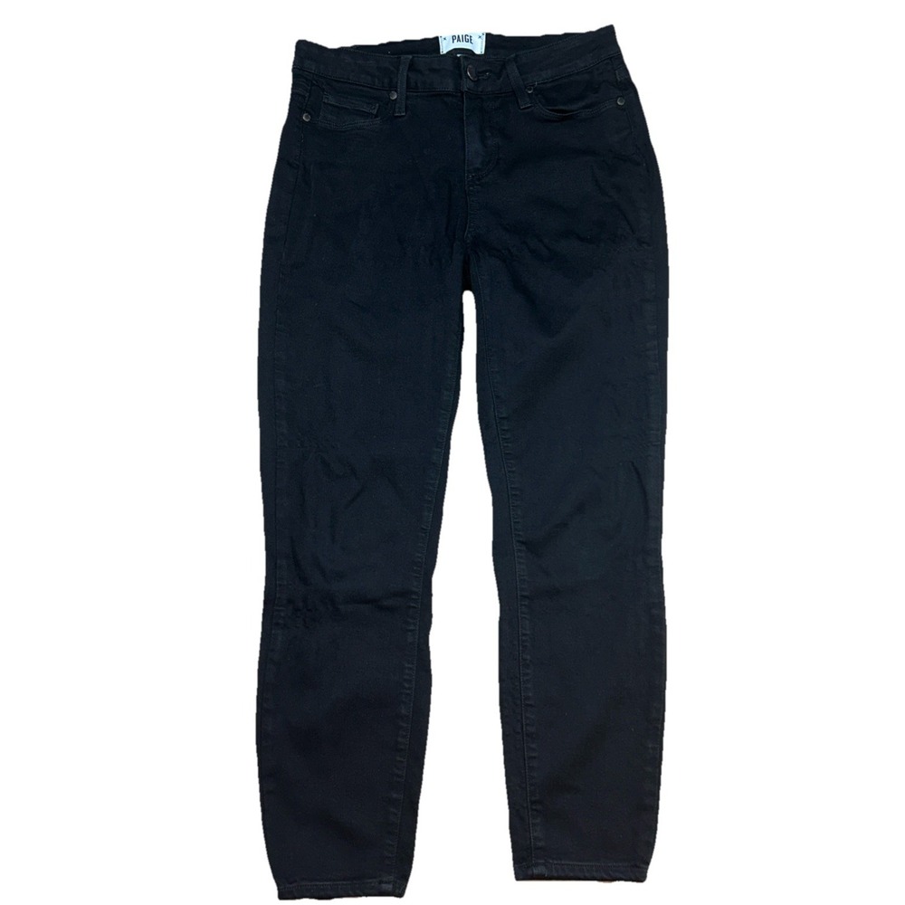 Paige Verdugo Crop Skinny Jeans Womens 28 Black Denim Mid Rise‎ Stretch